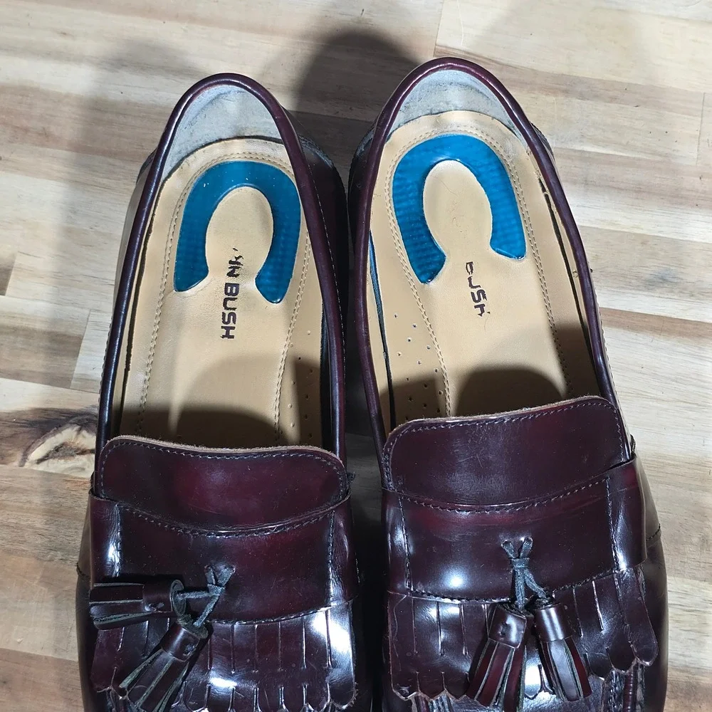 Nunn Bush Men's KORE Tassel‎ Kiltie Loafers 12M Burgundy Leather Dress Shoes